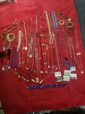 61-Piece Lot of Vintage Semi-Precious Gemstone Jewelry Wearing Resale or Sharing